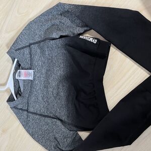 Gymshark Gray and Black Long Sleeve Top